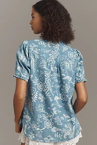 The Aly Puff-Sleeve Blouse by Pilcro
