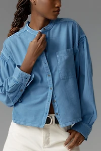 Pilcro Cotton Linen Batwing Buttondown Blouse