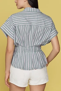 The Bobbie Short-Sleeve Fitted-Waist Blouse by Pilcro