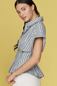 The Bobbie Short-Sleeve Fitted-Waist Blouse by Pilcro