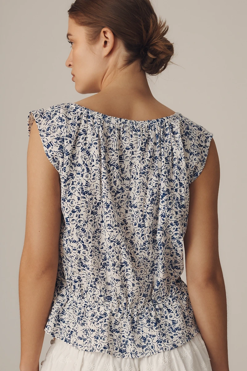 Pilcro Sleeveless Scoop-Neck Tie-Waist Blouse