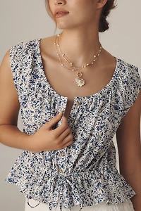 Pilcro Sleeveless Scoop-Neck Tie-Waist Blouse