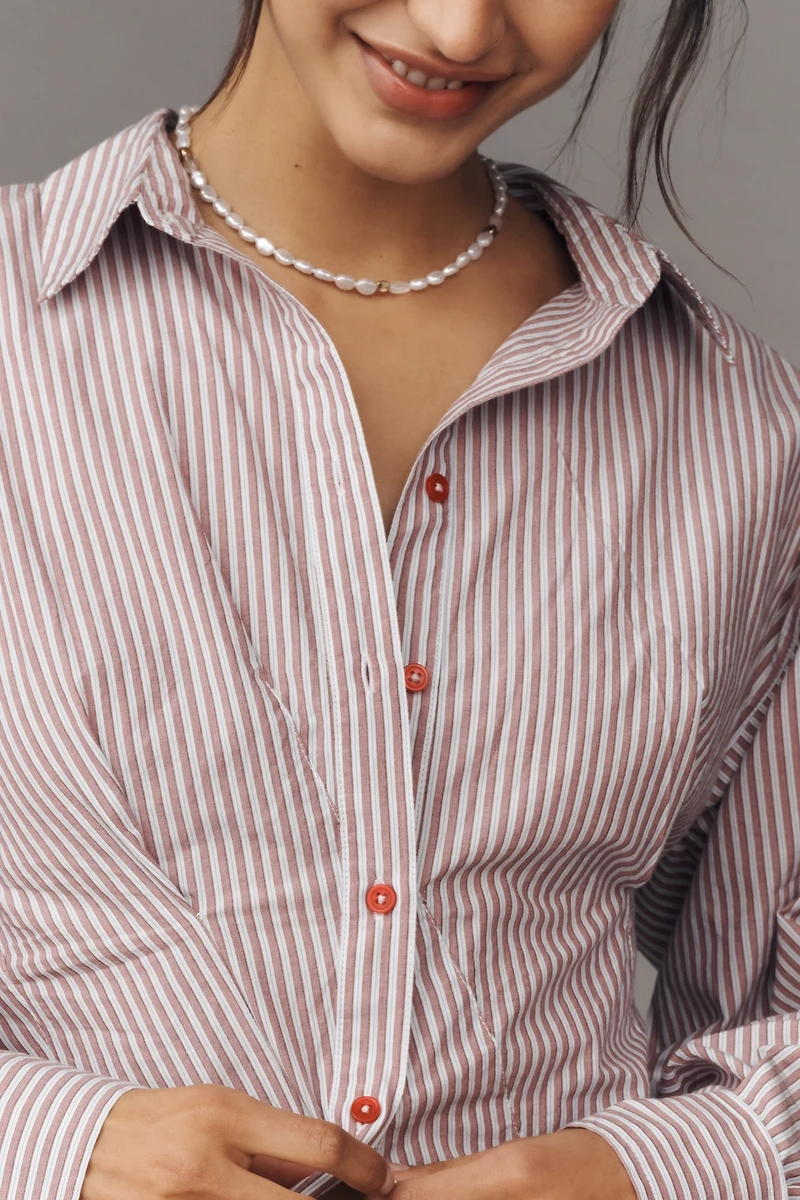 Maeve Long-Sleeve Waisted Buttondown Shirt