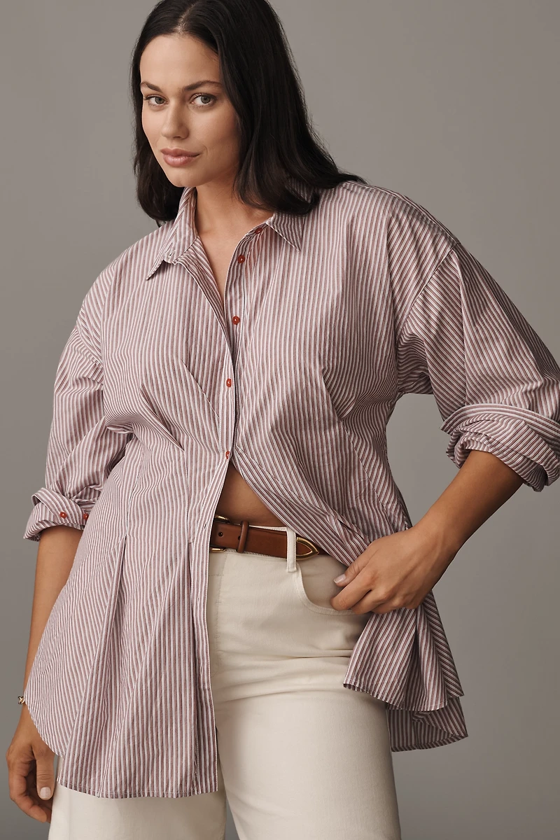 Maeve Long-Sleeve Waisted Buttondown Shirt