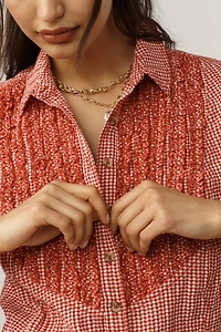 Pilcro Pintuck Half-Sleeve Buttondown Shirt