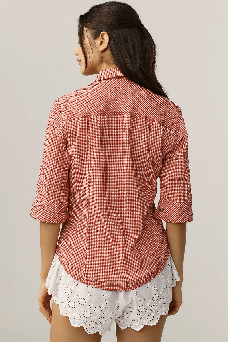 Pilcro Pintuck Half-Sleeve Buttondown Shirt