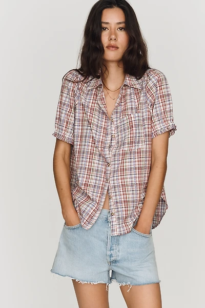 Aly Puff-Sleeve Blouse by Pilcro