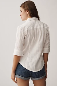 Pilcro Fitted Tuxedo Short-Sleeve Top