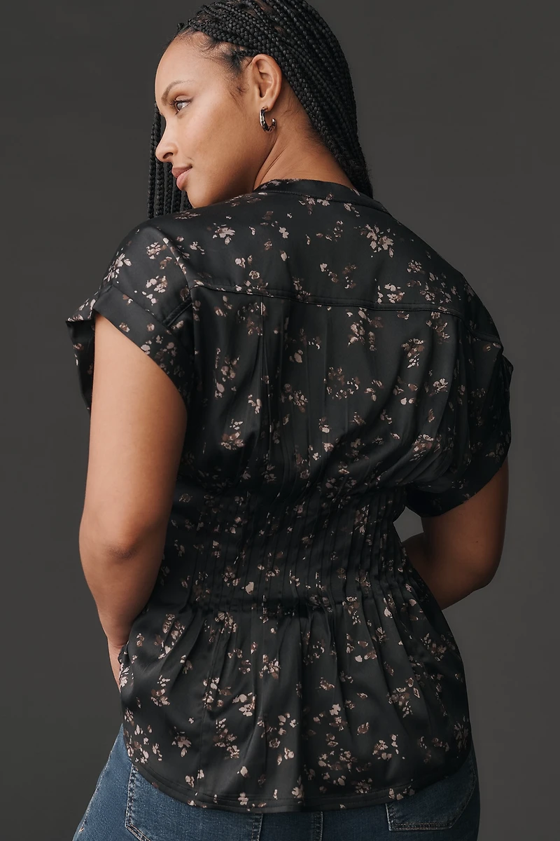Pilcro Silky Pleated Waisted Blouse