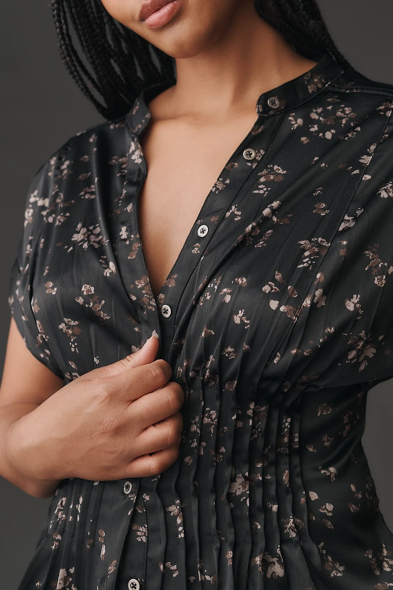 Pilcro Silky Pleated Waisted Blouse