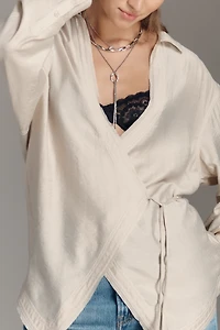 Pilcro Wrapped V-Neck Blouse