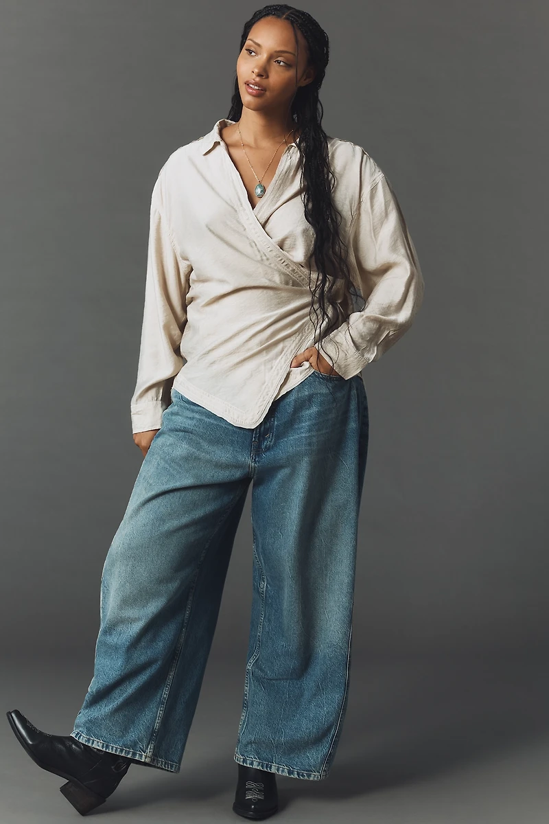 Pilcro Wrapped V-Neck Blouse