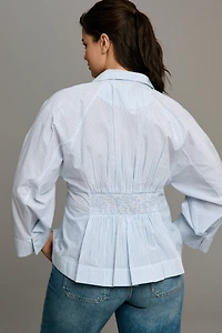 Maeve Long-Sleeve Waisted V-Neck Top