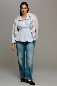 Maeve Long-Sleeve Waisted V-Neck Top