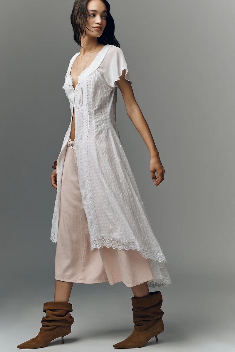 Pilcro Short-Sleeve Textured Maxi Tunic