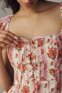 Maeve Waisted Puff-Sleeve Blouse