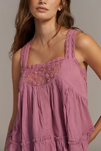 By Anthropologie 100% Cotton Sleeveless Crochet Swing Top