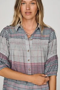 Pilcro Evelyn 100% Cotton Puff-Sleeve Blouse