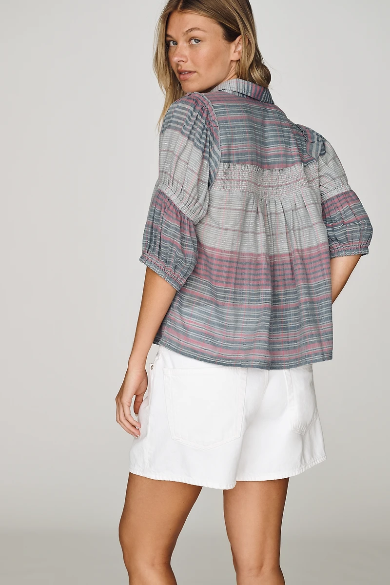 Pilcro Evelyn 100% Cotton Puff-Sleeve Blouse