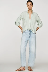 By Anthropologie Cotton Lace Buttondown Blouse