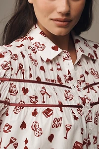 The Leandra Flocked Shirred Yoke Blouse by Maeve