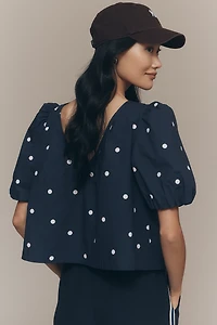 Maeve Puff-Sleeve Swing Blouse