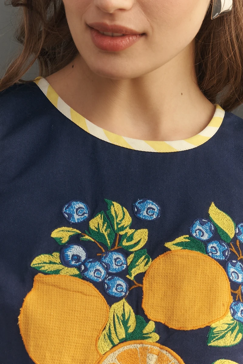 Maeve Fruit Embroidered Halter Top