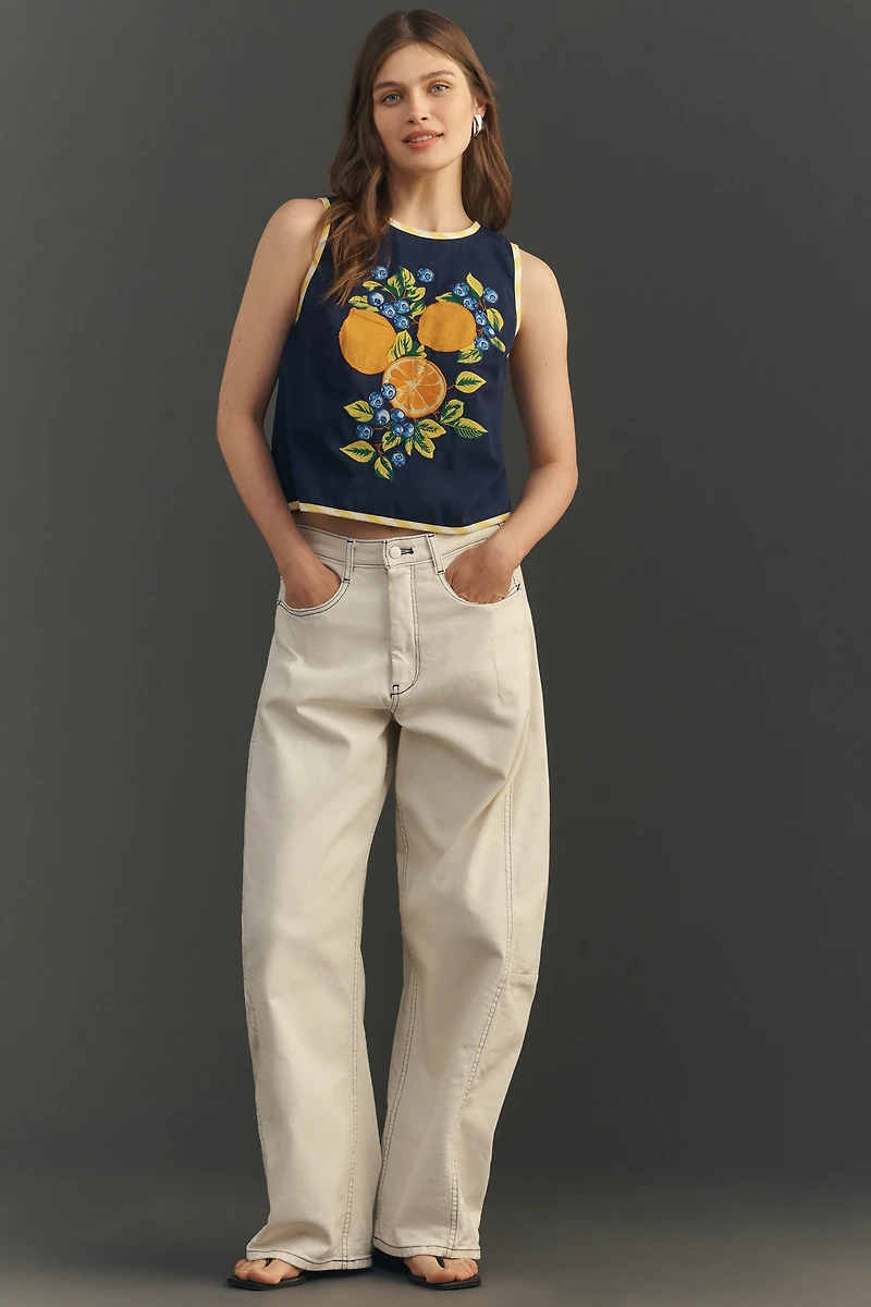 Maeve Fruit Embroidered Halter Top