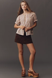 By Anthropologie Short-Sleeve Smocked Top