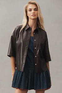 Citizens of Humanity Frances Cropped Cape Buttondown Shirt