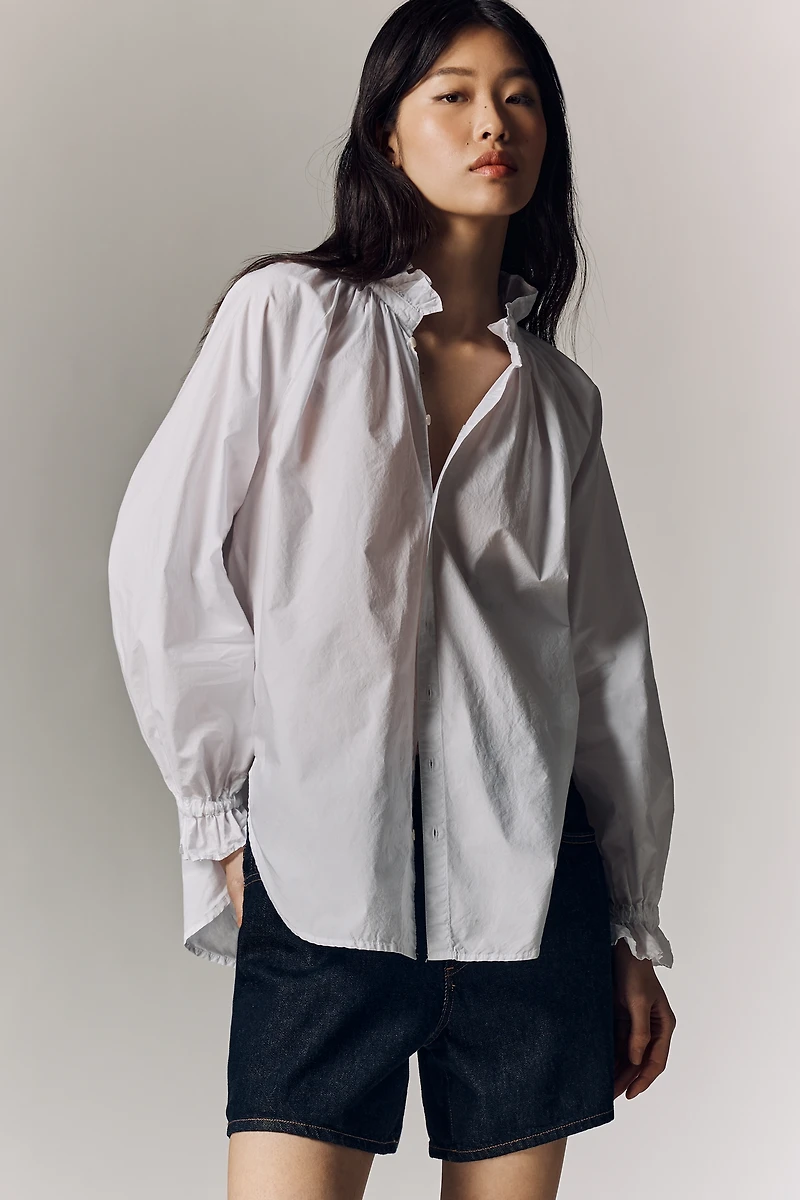 Citizens of Humanity Cotton Loretta Buttondown Ruffle Top