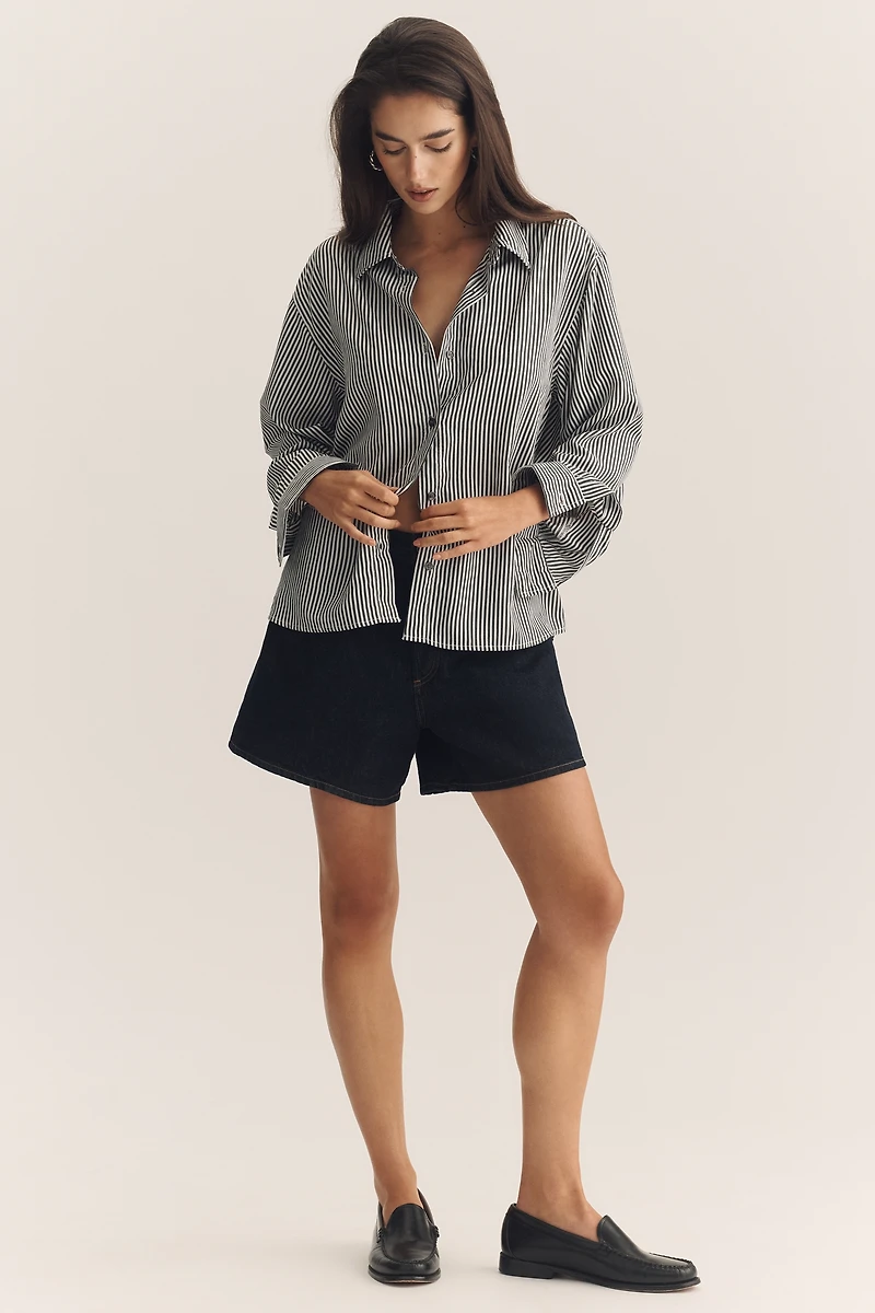 AGOLDE Theo Open-Back Buttondown Shirt