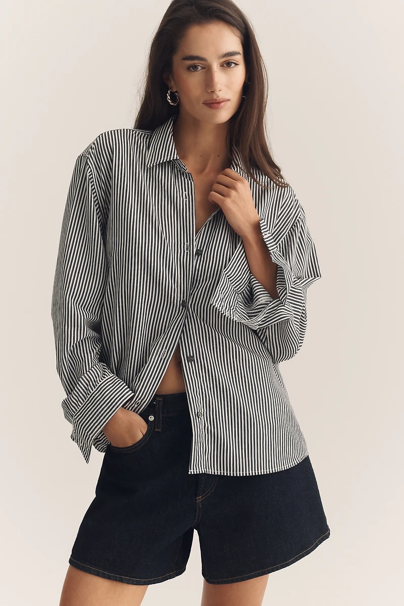 AGOLDE Theo Open-Back Buttondown Shirt