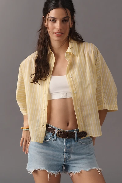 AGOLDE Merrin Short-Sleeve Crop Buttondown Shirt