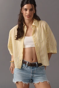AGOLDE Merrin Short-Sleeve Crop Buttondown Shirt