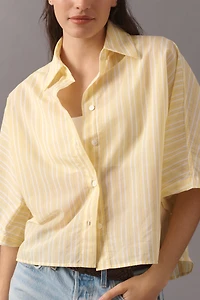 AGOLDE Merrin Short-Sleeve Crop Buttondown Shirt