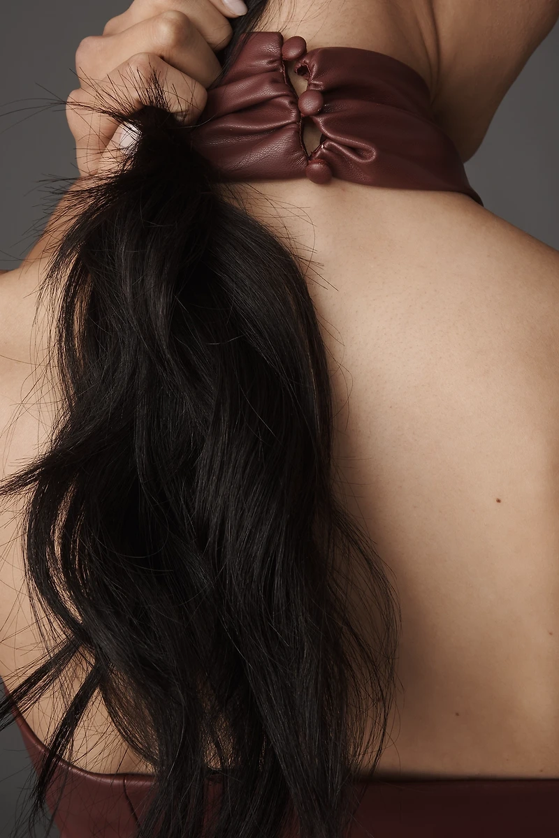 Sunday Brooklyn Faux Leather Halter Top