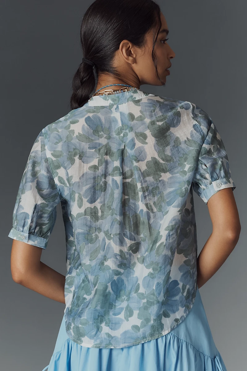 Cloth & Stone Half-Placket Printed Blouse