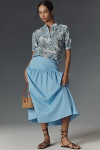 Cloth & Stone Half-Placket Printed Blouse