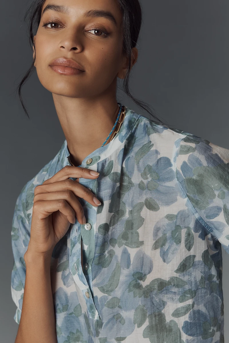Cloth & Stone Half-Placket Printed Blouse