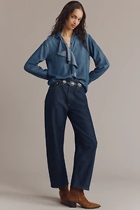 Cloth & Stone Ruffled Denim Buttondown Shirt