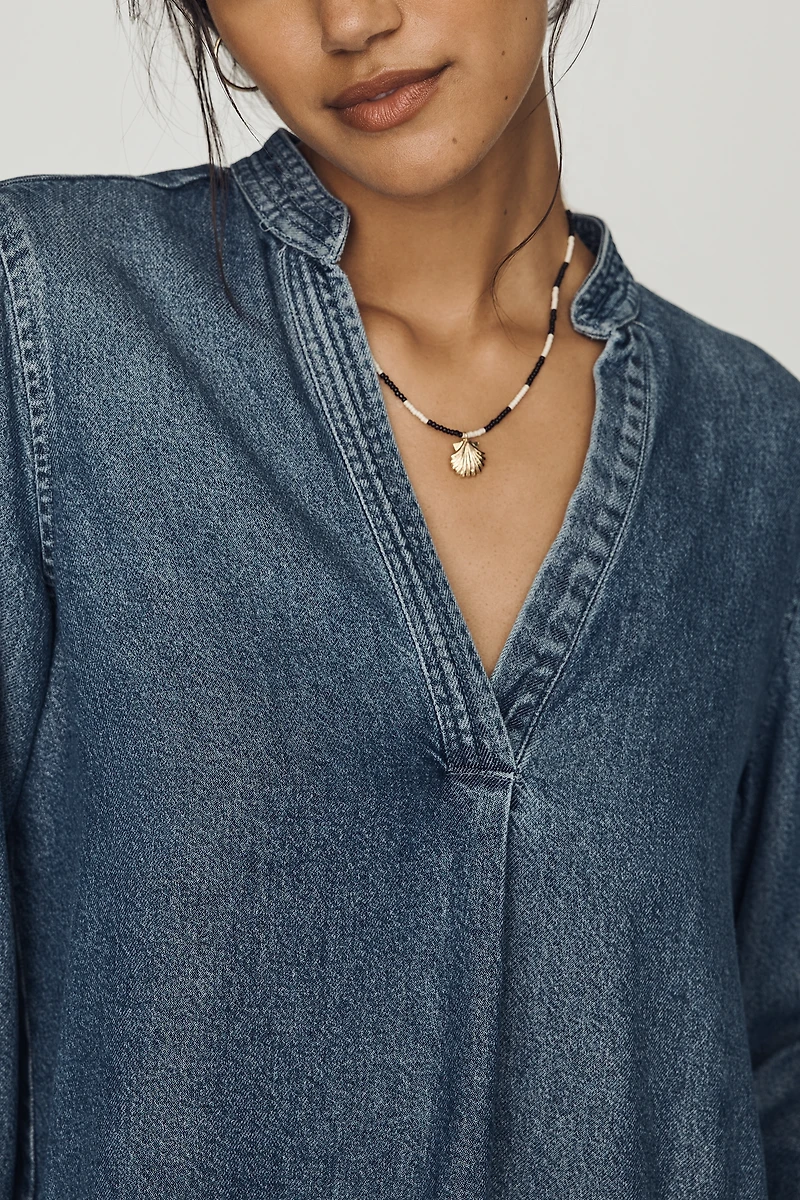 Cloth & Stone Denim Henley Shirt