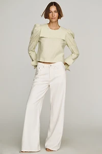 Maeve Puff-Sleeve Seersucker Blouse