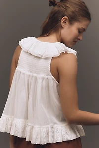 By Anthropologie Sheer Ruffle Swing Top
