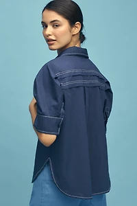 Pilcro Short-Sleeve Reworked Buttondown Shirt