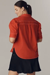 Pilcro Short-Sleeve Reworked Buttondown Shirt