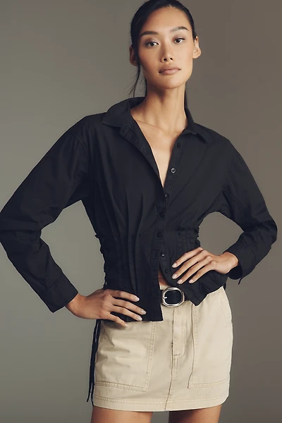 Pilcro Long-Sleeve Pintuck Buttondown Shirt