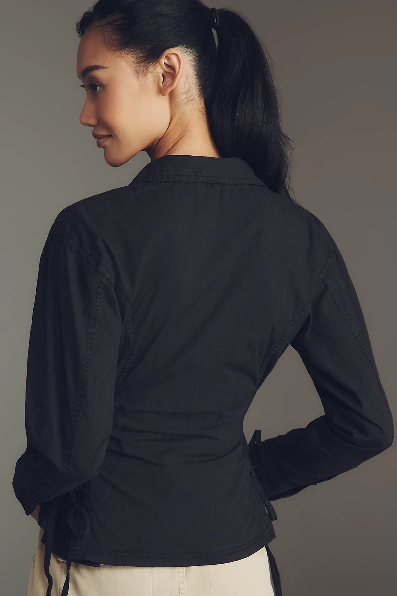 Pilcro Long-Sleeve Pintuck Buttondown Shirt