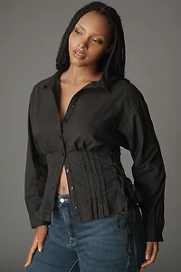 Pilcro Long-Sleeve Pintuck Buttondown Shirt
