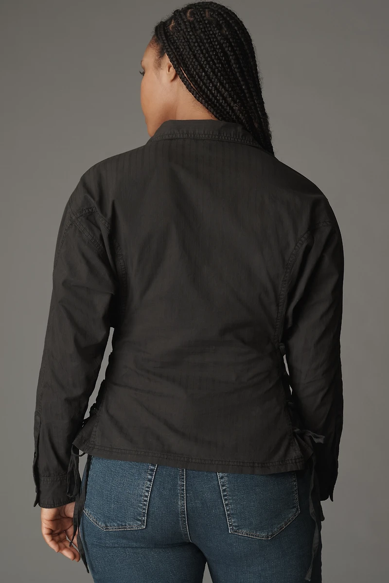 Pilcro Long-Sleeve Pintuck Buttondown Shirt